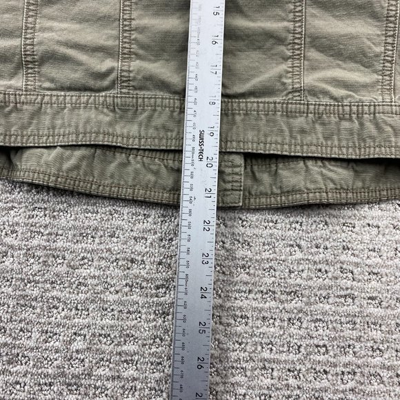 Billabong Shirt Women Small S Green Khaki Buttons Full Zip Light Jacket Cargo - Picture 15 of 15